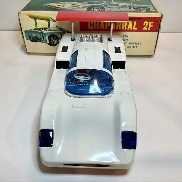 Vintage Alps Fully Working, Tin, Chaparral 2F Battery Operated Race Car With Box